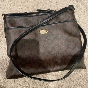 Coach File Crossbody Bag Signature Coated Canvas Shoulder Bag Brown Black F29210